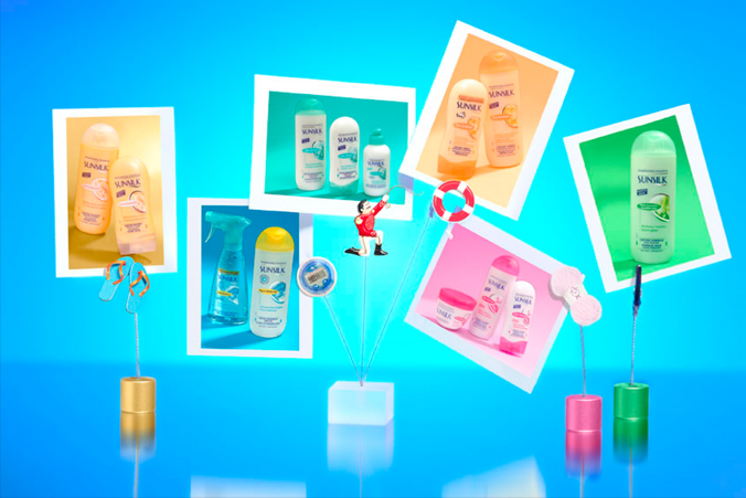 Nature morte gamme capillaire Sunsilk